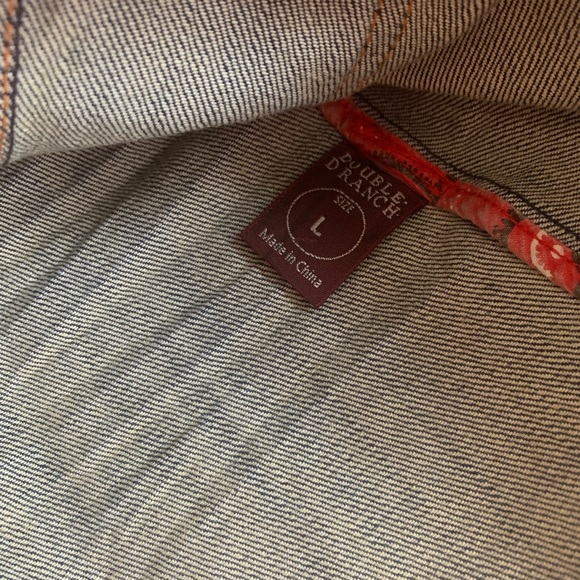 Double D Ranch Jean Jacket Coat Blue Western Womens Size Large Lightweight - Picture 4 of 5